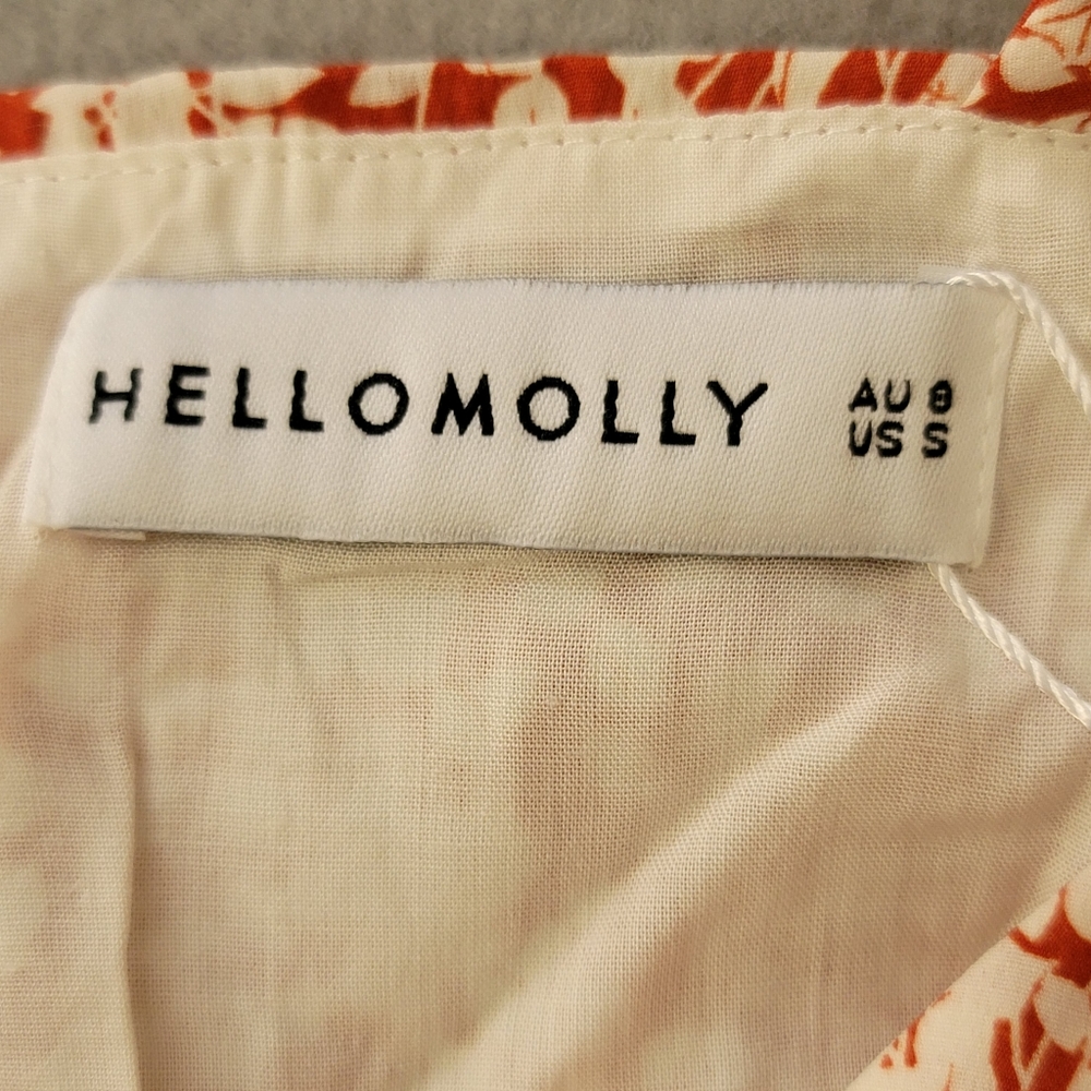 Hello Molly Just Redwhiteprints Dress Tiered Wrap Mini Floral Vneck size S - Picture 10 of 12
